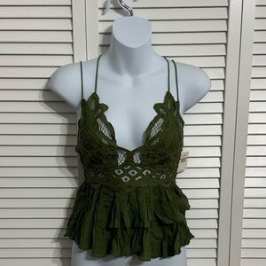 NWT Free People Adella Green Cami Size XS